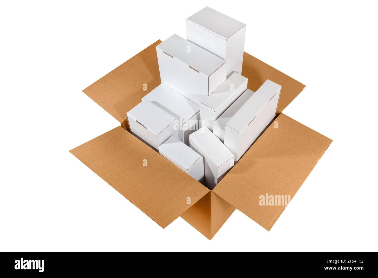 juego de nueva caja de cartón en blanco Foto de stock