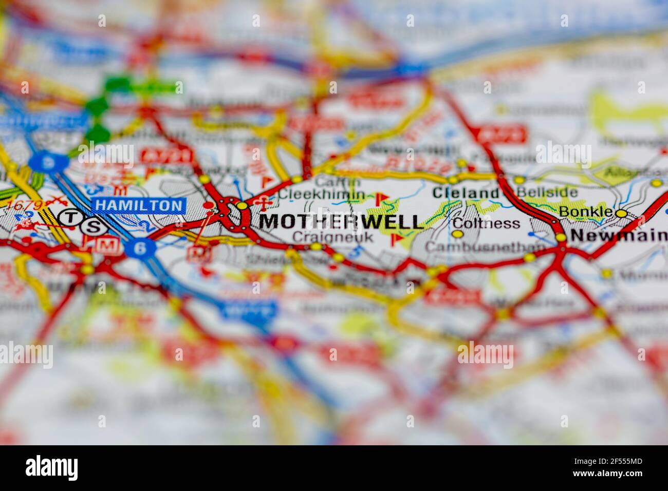 Motherwell se muestra en un mapa geográfico o mapa de carreteras Foto de stock
