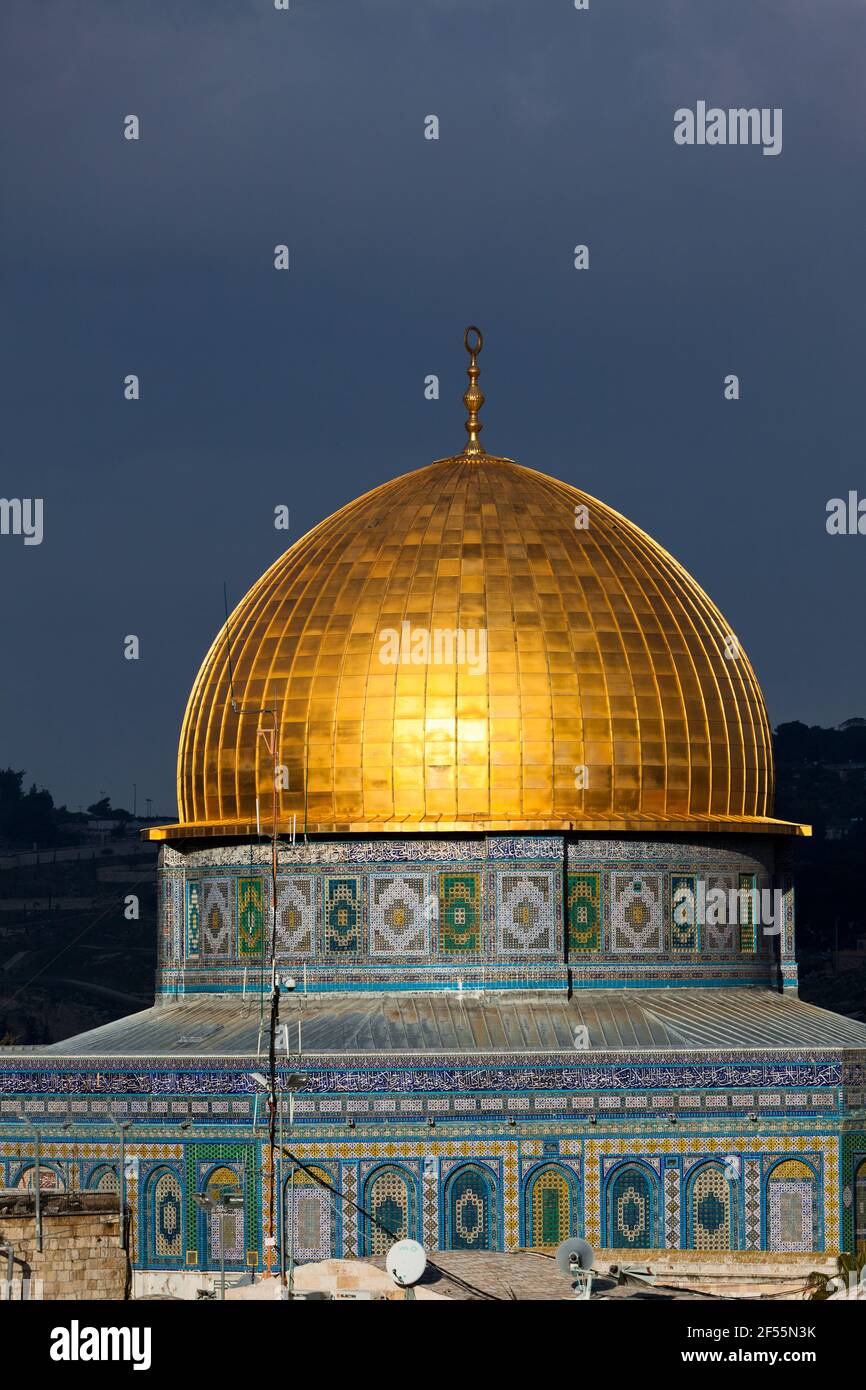 Israel, Jerusalén, Cúpula de la Roca en el Monte del Templo Foto de stock