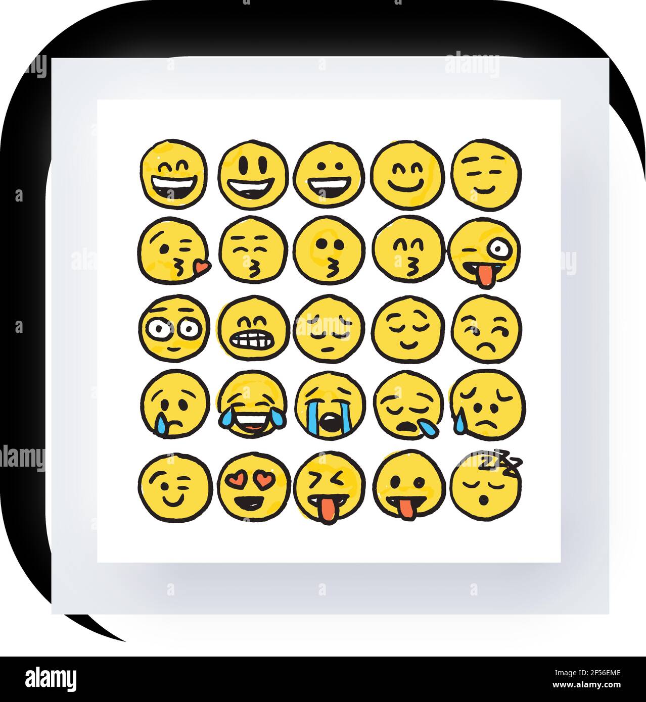 Dibujo de lápiz Smiley Emoji cara Pack en color Imagen Vector de stock -  Alamy