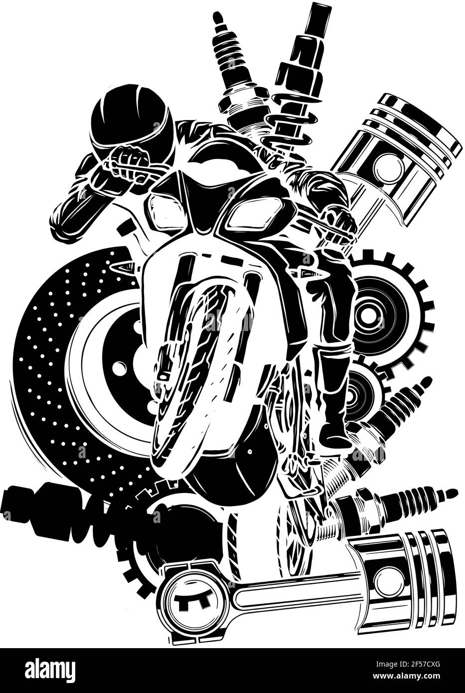 Sedante Ocultación Incompatible Silueta negra de Vector ilustración de moto con diseño de repuestos Imagen  Vector de stock - Alamy