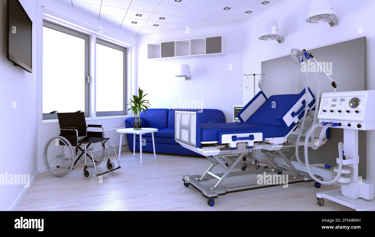 3d representación de la sala de tratamiento del hospital Foto de stock