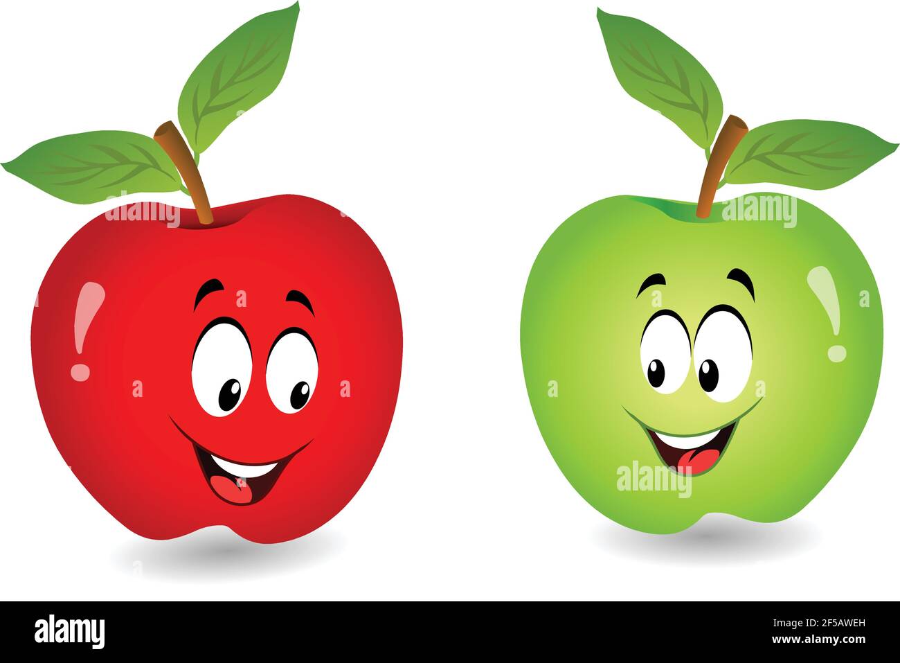 Ilustración de vector de dibujos animados de manzana verde y roja aislada  sobre blanco antecedentes Imagen Vector de stock - Alamy