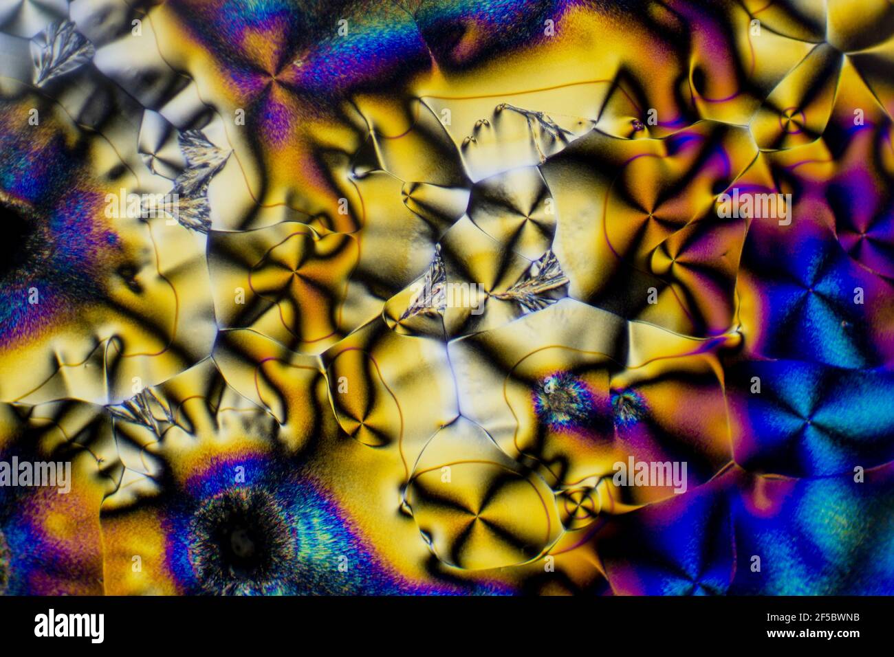 Esta es una foto microscópica de cristales de vitamina C. Usé filtros polarizadores para sacar los colores brillantes y las texturas de cristal. Foto de stock