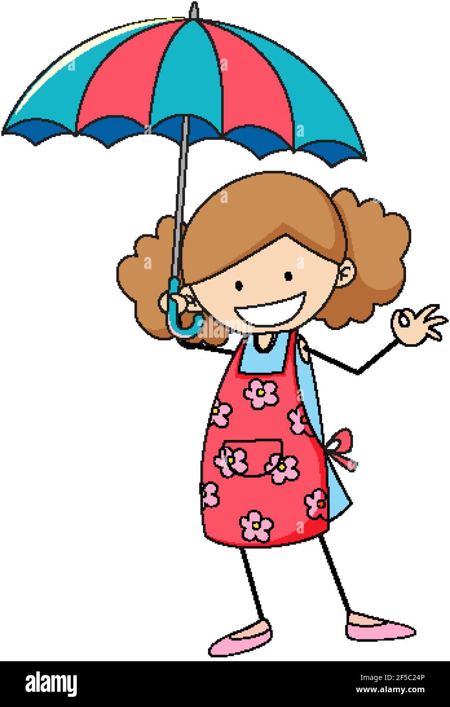 Cute chica sosteniendo paraguas de cardo de dibujos animados carácter  aislado ilustración Imagen Vector de stock - Alamy