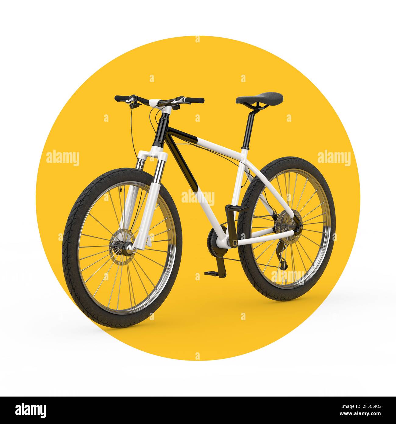 Bicicleta de Montaña Negra y Blanca sobre fondo blanco y amarillo. 3D  renderizado Fotografía de stock - Alamy