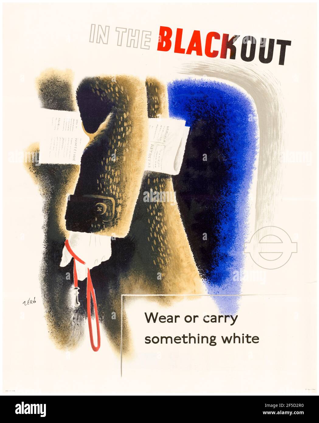 British, WW2 cartel de seguridad vial: En el Blackout llevar o llevar algo Blanco, 1942-1945 Foto de stock