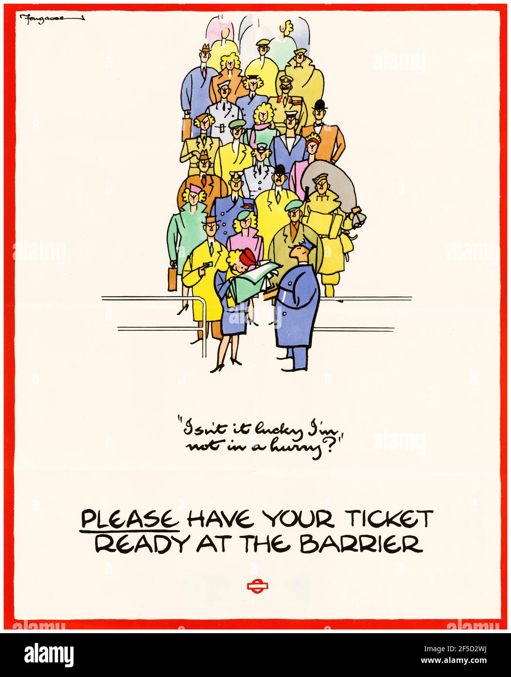 British, WW2 cartel de transporte público, tenga su billete listo en la barrera (esté preparado para el inspector de billetes) 1942-1945 Foto de stock