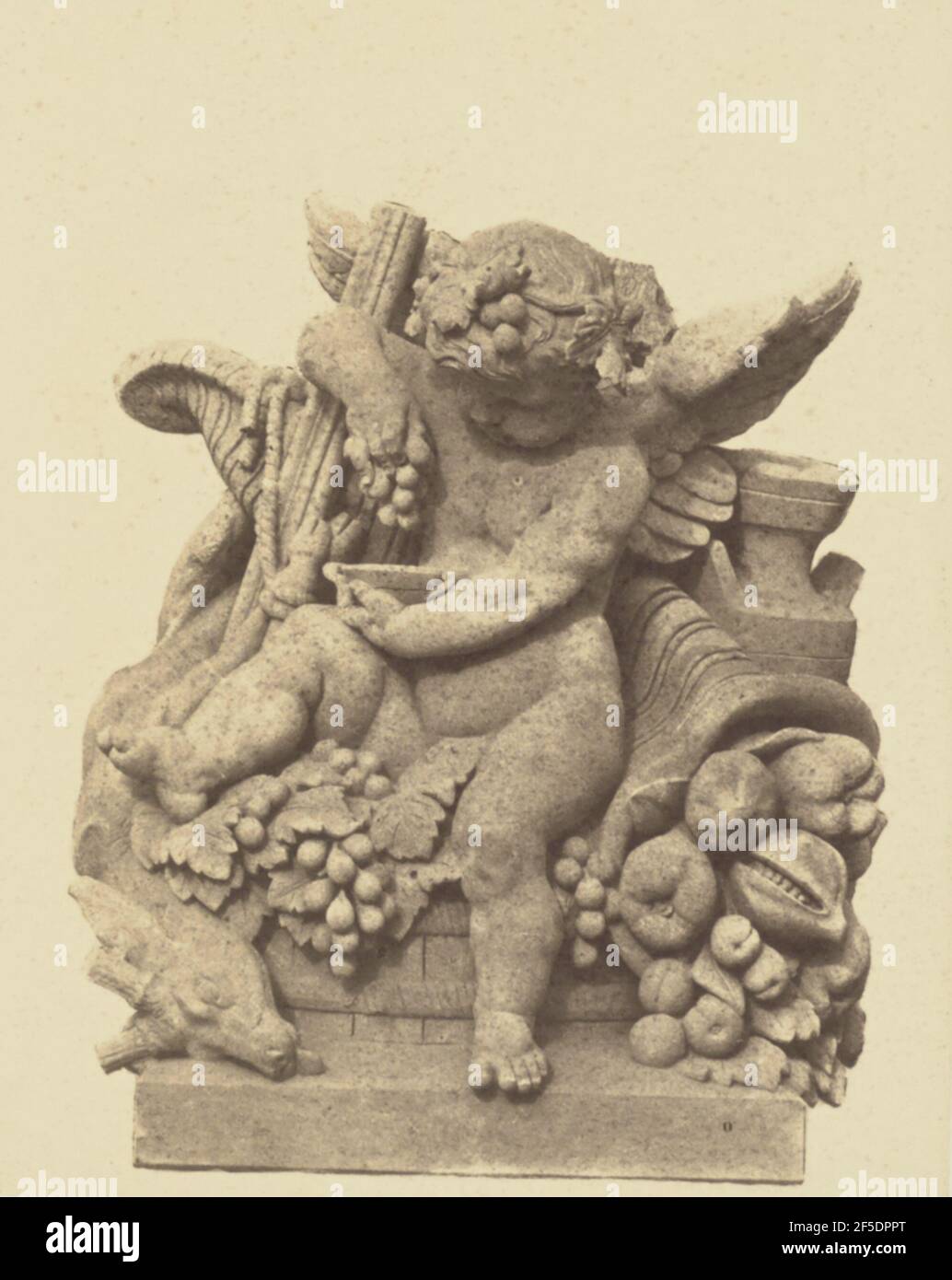 'L'Automne', Escultura de Alexandre Schoenewerk, decoración del Louvre, París. Édouard Baldus (francés, nacido en Alemania, 1813 - 1889) Foto de stock
