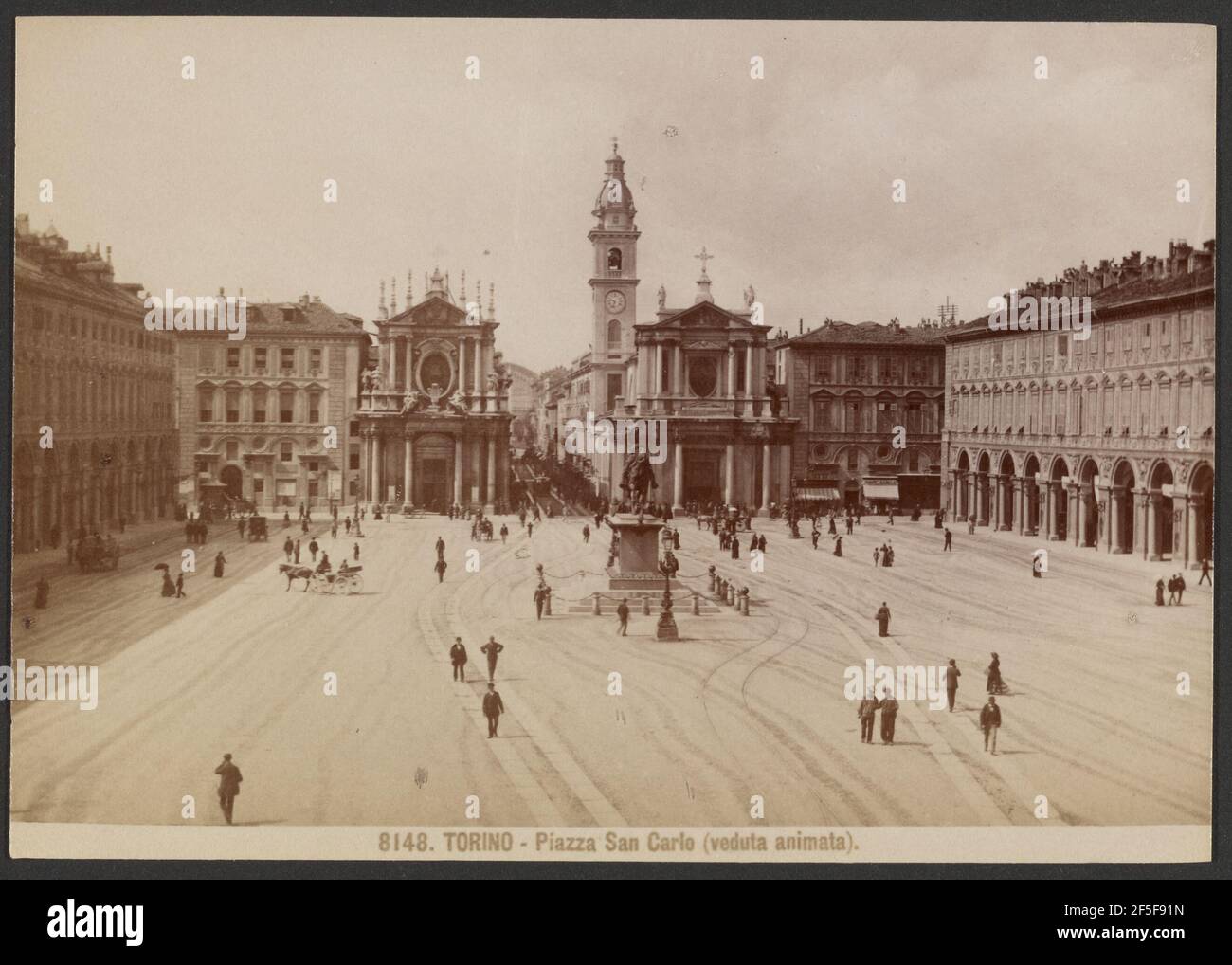 Torino - Piazza San Carlo (veduta animata). Desconocido Foto de stock