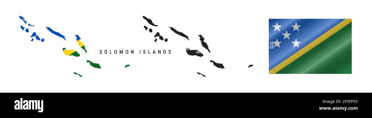 Islas Salomón. Mapa con indicador enmascarado. Silueta detallada. Bandera  de la agitada. Ilustración vectorial aislada sobre blanco Imagen Vector de  stock - Alamy