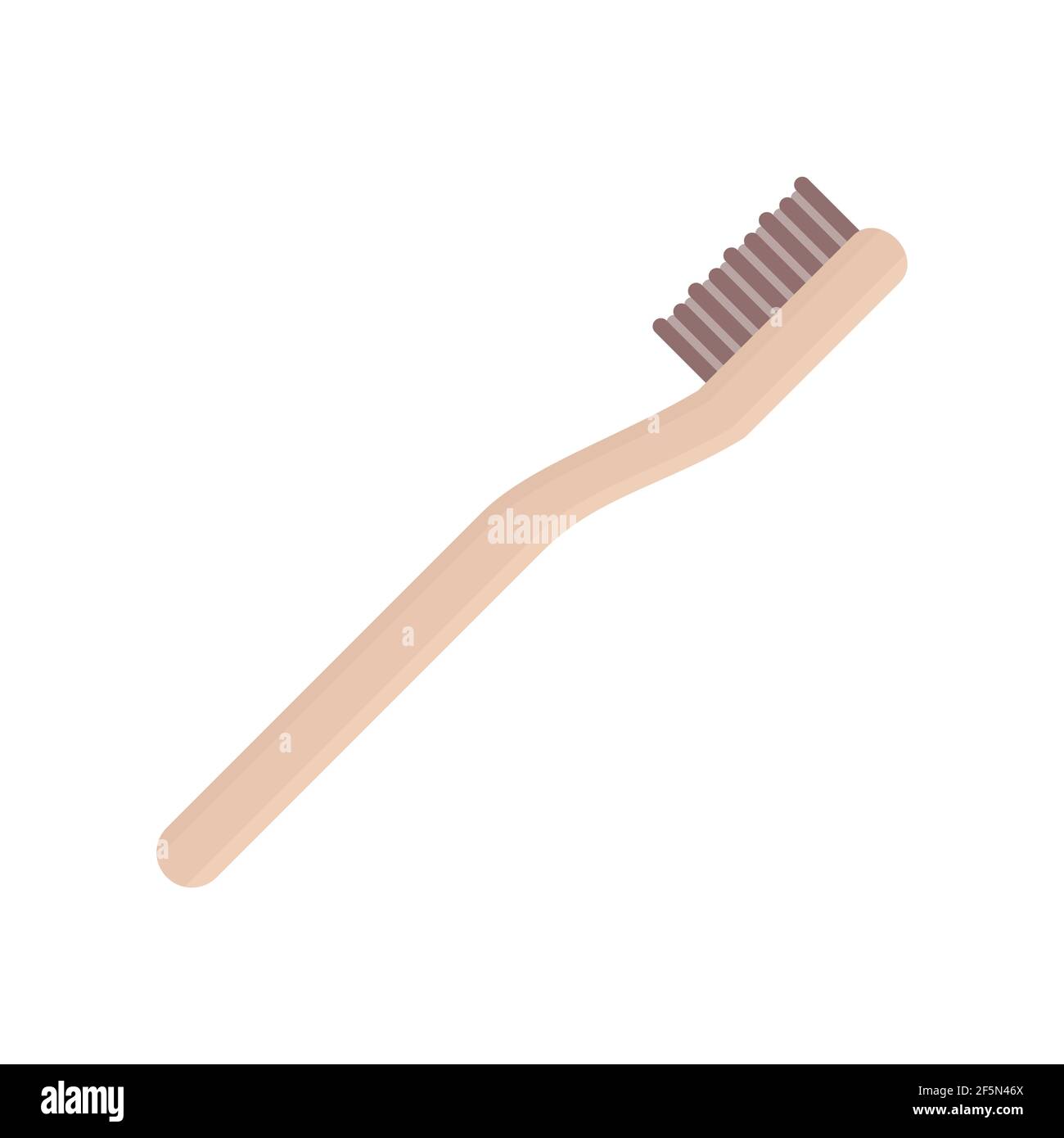 Cepillo de dientes de bambú. Cepillo de dientes de madera biodegradable. Higiene personal natural ecológica. Cepillo de dientes de madera sobre fondo blanco. Vector Ilustración del Vector