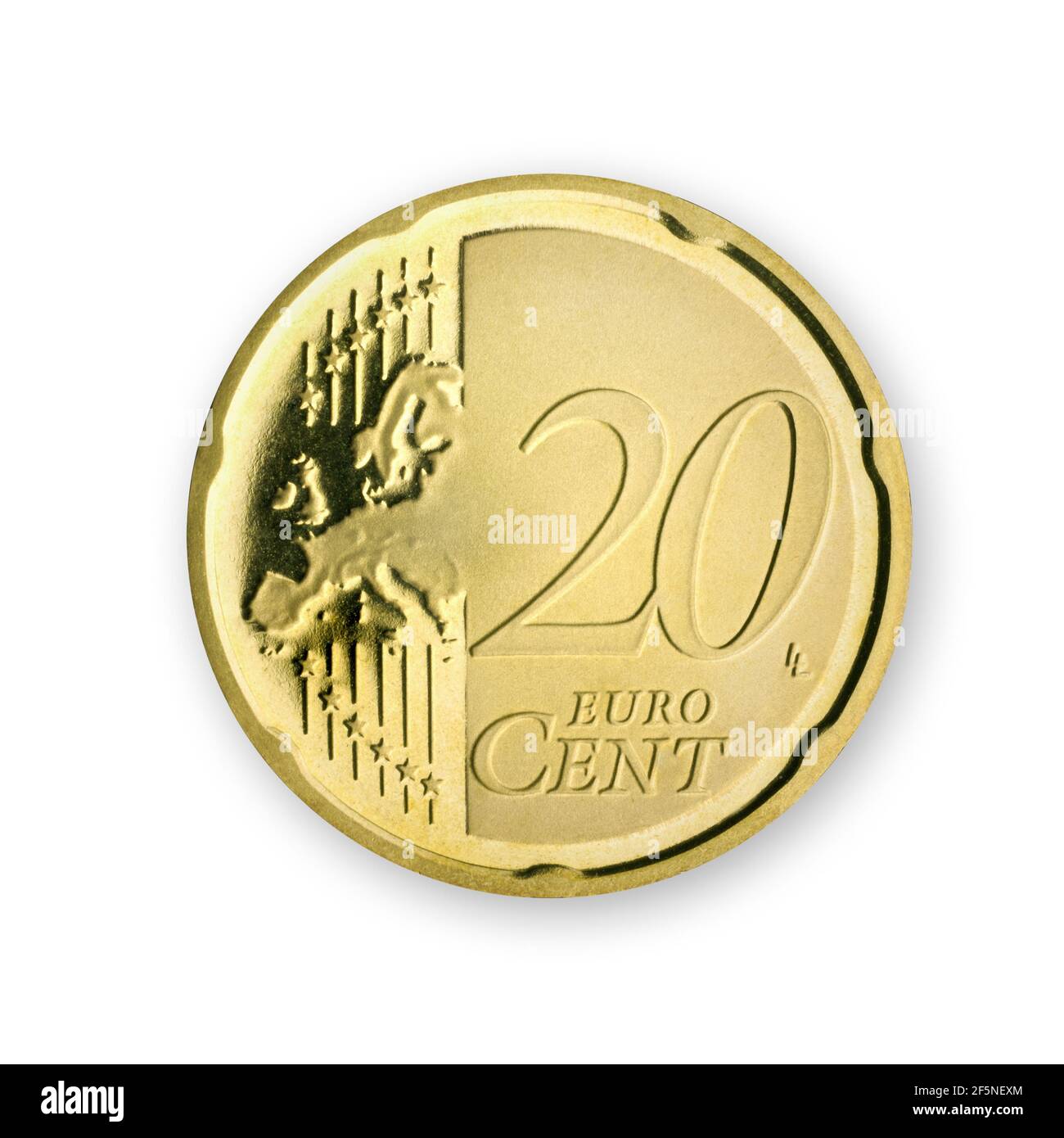 20 cent euromünze freigetstellt Foto de stock