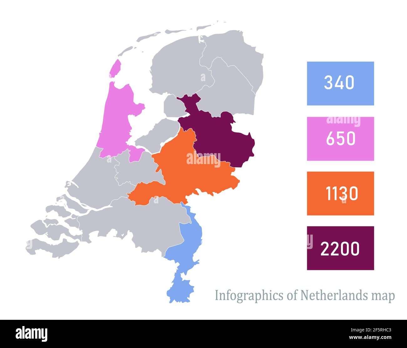 Infografía de países Bajos mapa, vector de región individual Imagen