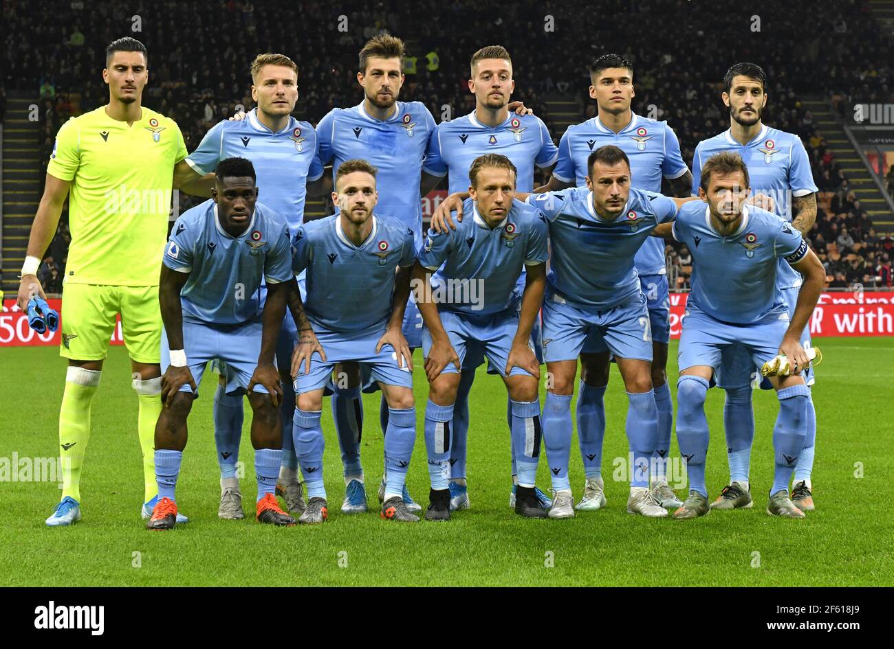 Foto del equipo de fútbol de SS Lazio en el estadio de San Siro, en Milán, Italia. Foto de stock