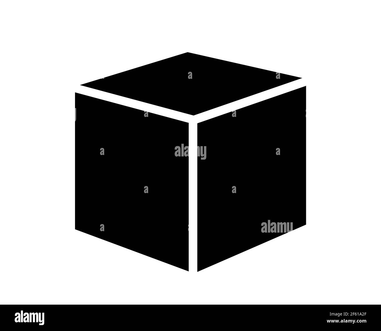 Cuadro y cubo como objeto dimensional sobre fondo blanco. Ilustración vectorial aislada sobre blanco. Foto de stock