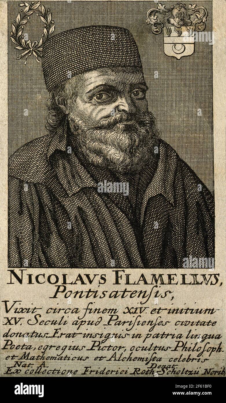 Nicolas Flamel, scribe francés Foto de stock