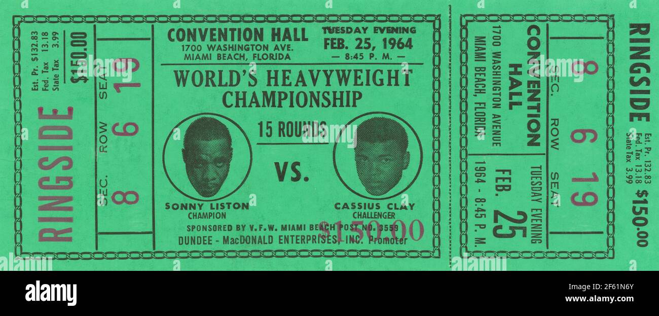 Campeonato Mundial de Peso pesado, Liston vs. Clay, 1963 Foto de stock