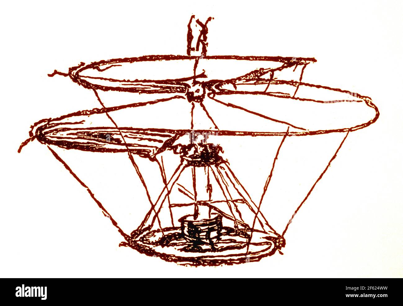 Tornillo helicoidal o helicóptero, Leonardo da Vinci Foto de stock