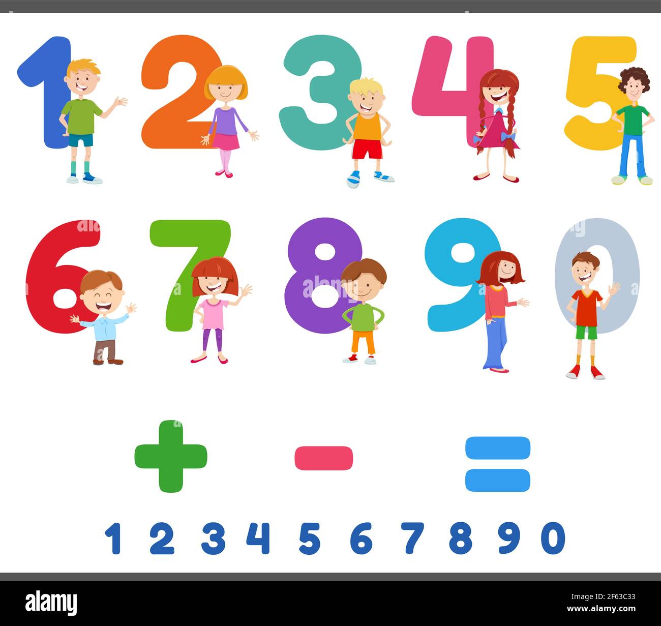 Ilustración de dibujos animados de números educativos establecidos de uno a nueve con lindos personajes para niños Imagen Vector de stock - Alamy Ilustración de dibujos animados de números educativos establecidos de uno a nueve con lindos personajes para niños Imagen Vector de stock - Alamy