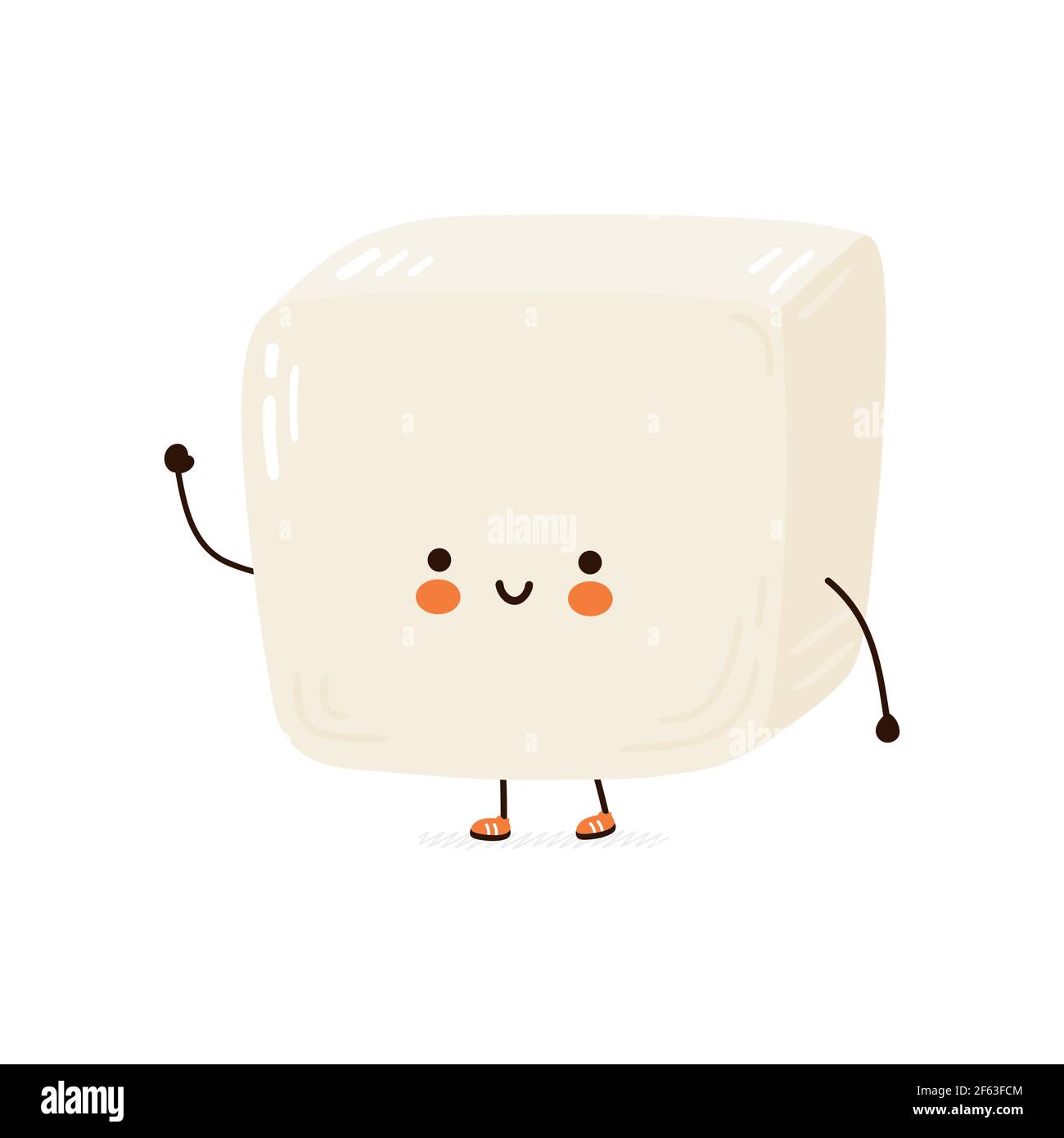 Lindo y divertido personaje Tofu. Vector dibujo a mano dibujos animados