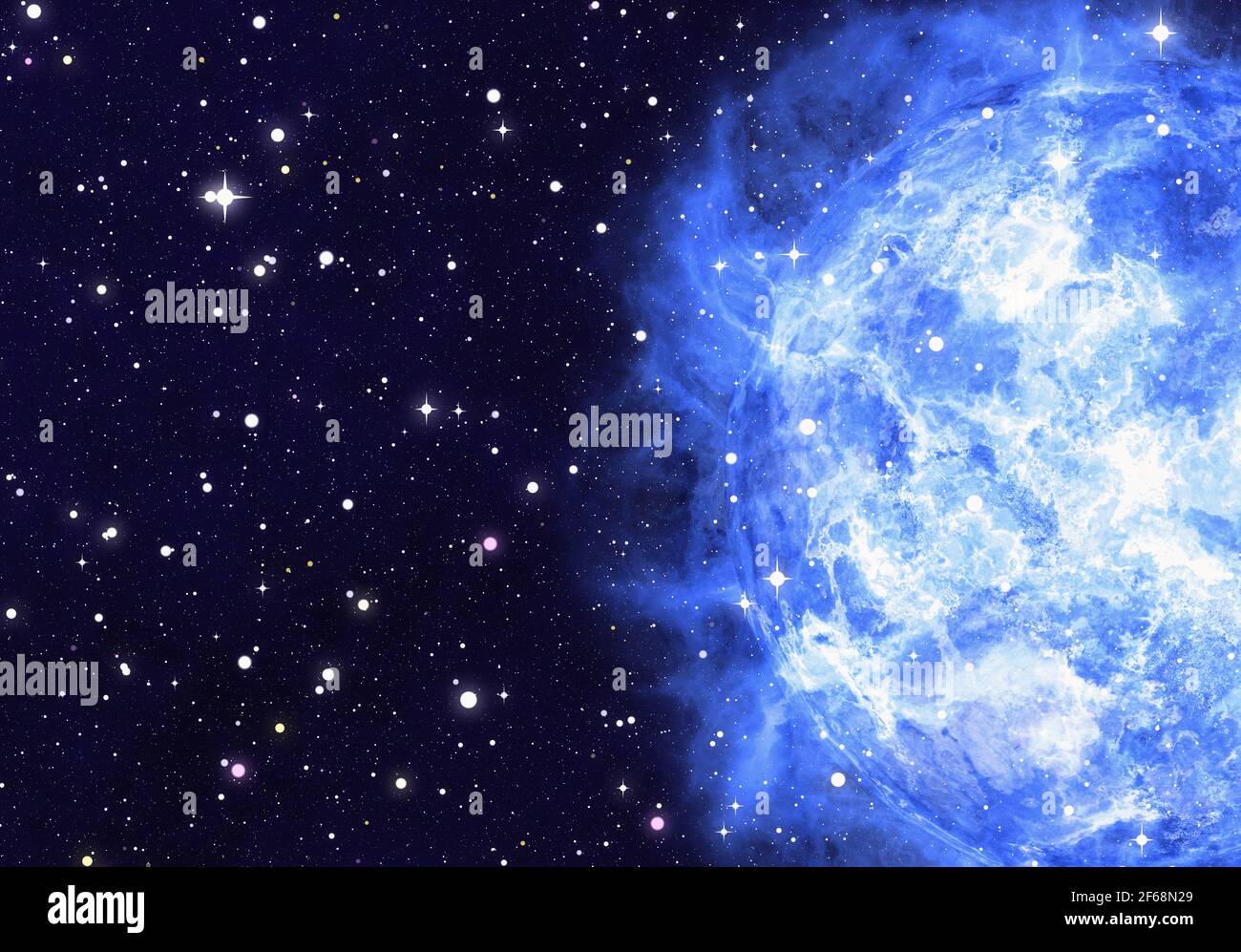 hermosa vista espacial de las estrellas luces con energía brillante planeta  Fotografía de stock - Alamy