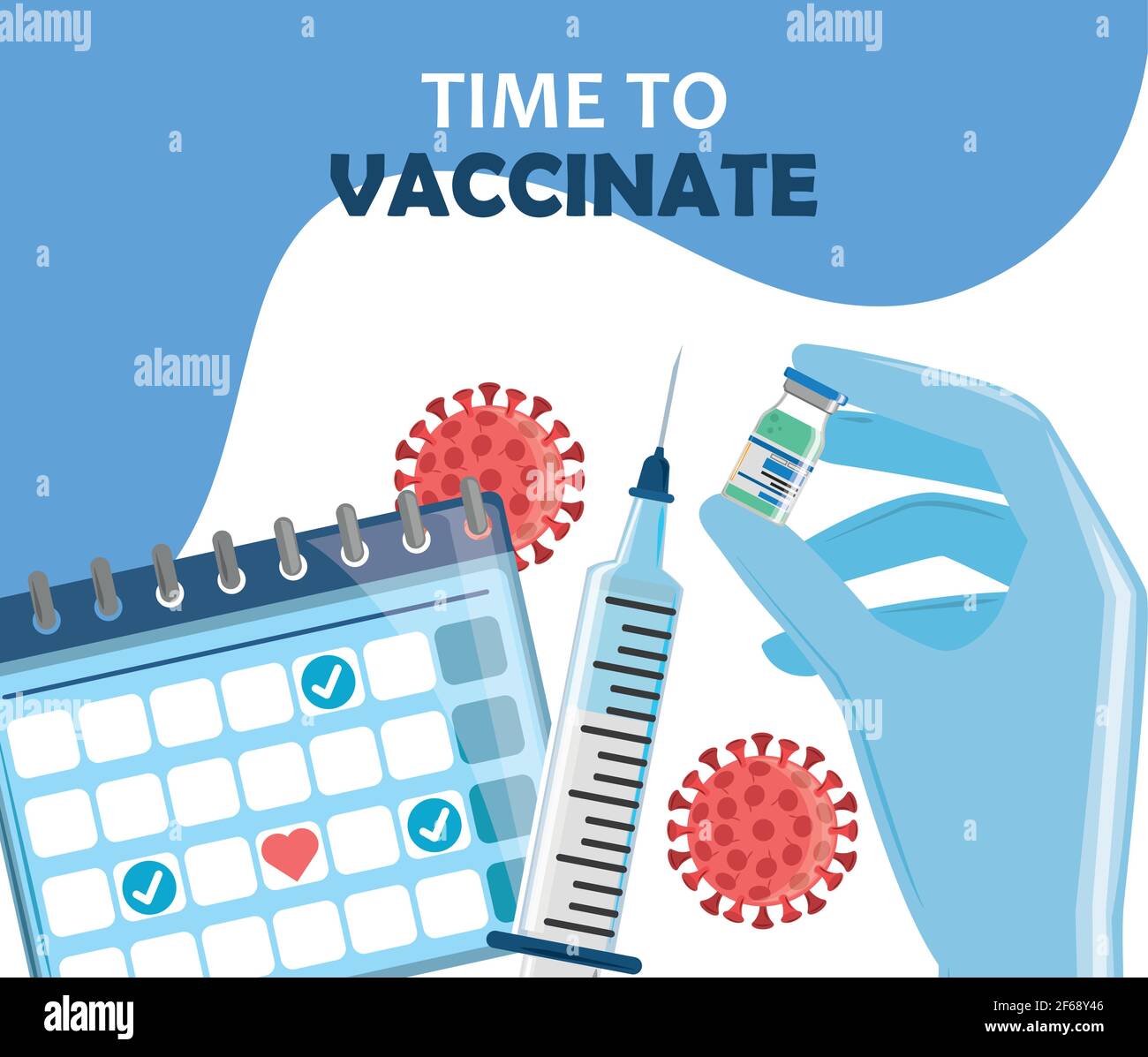 es hora de vacunar la medicina del calendario Ilustración del Vector