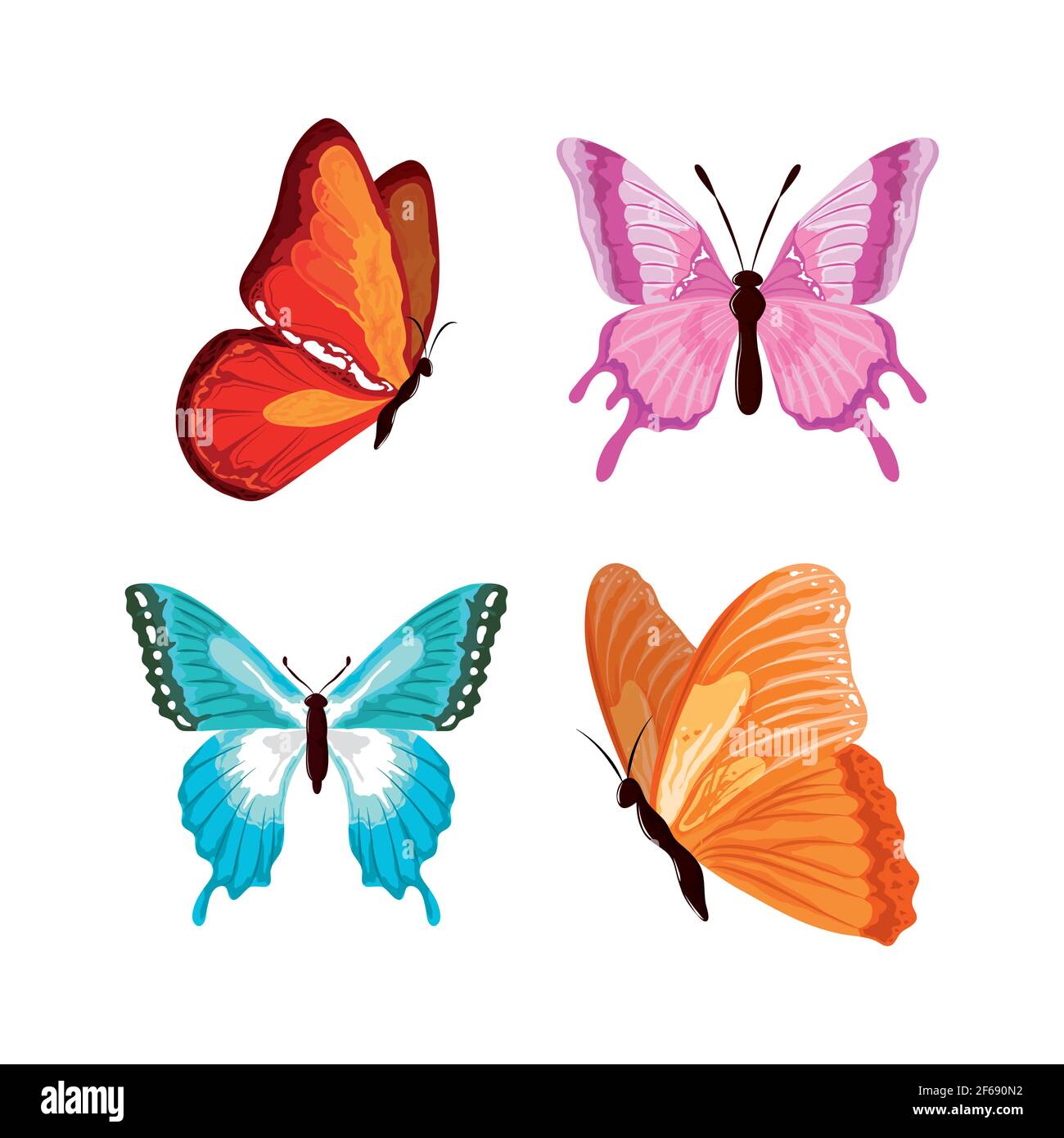 mariposas dibujadas a mano con aquarelle Imagen Vector de stock - Alamy