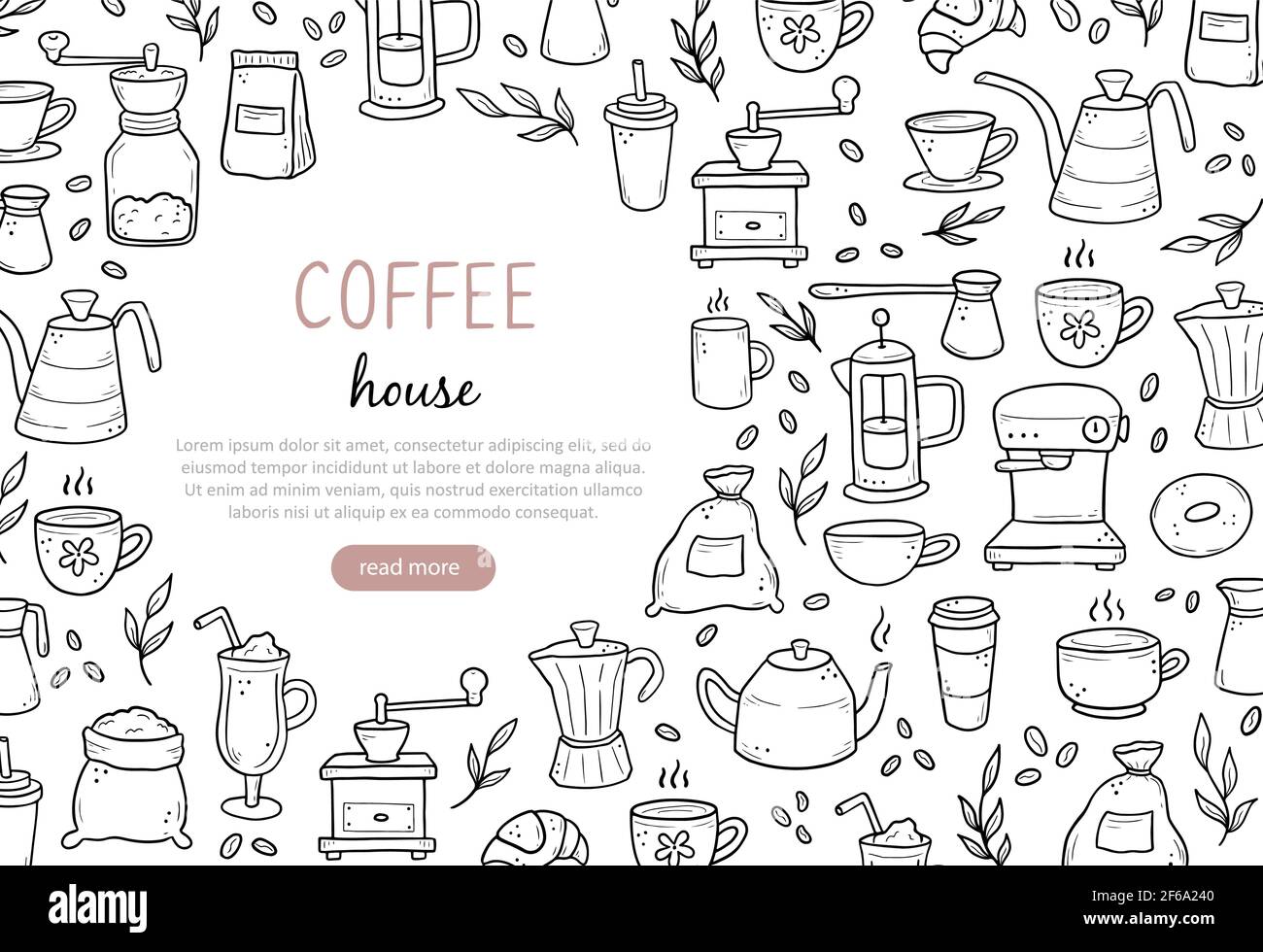 Dibujado a mano de la plantilla del banner del sitio web con diversas