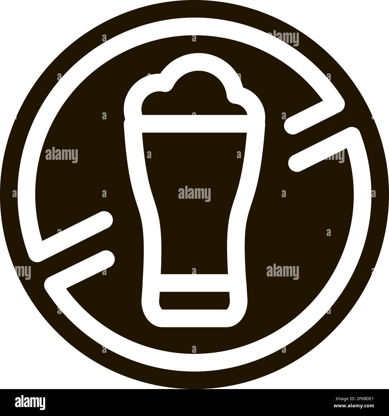 Dejar de beber alcohol signo icono Glyph vectorial Ilustración Imagen