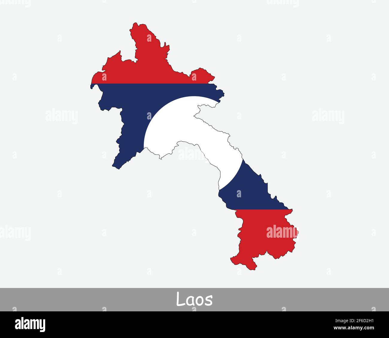 Mapa de Laos Bandera. Mapa de la República Democrática Popular Lao con la bandera nacional laosiana aislada sobre fondo blanco. Ilustración vectorial. Ilustración del Vector