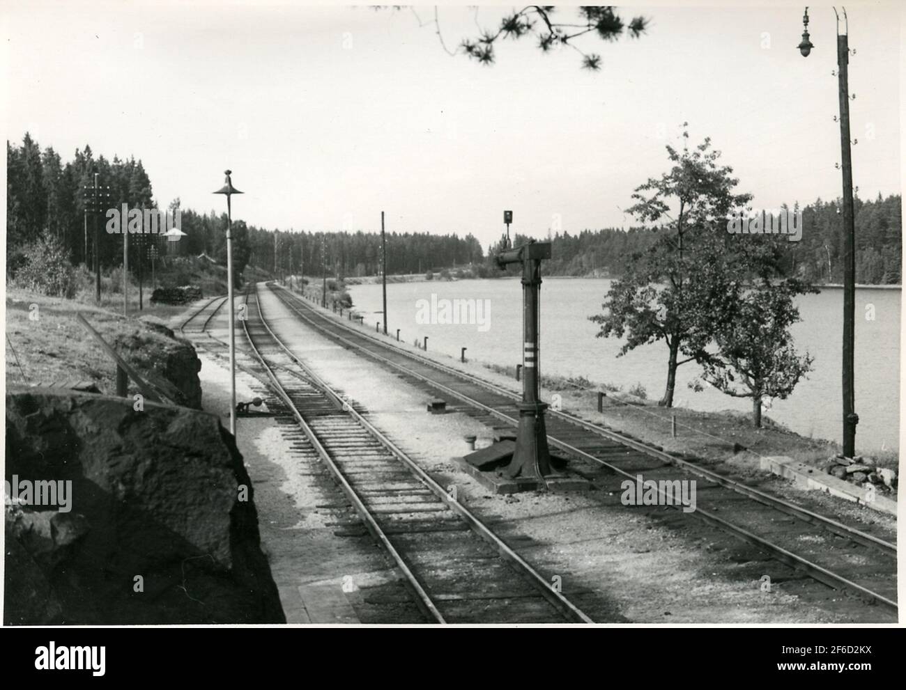 Harsjön, norte. La foto tomada antes de la electrificación de la compañía de tráfico Grängesberg - ferrocarriles de Oxelösund. Foto de stock