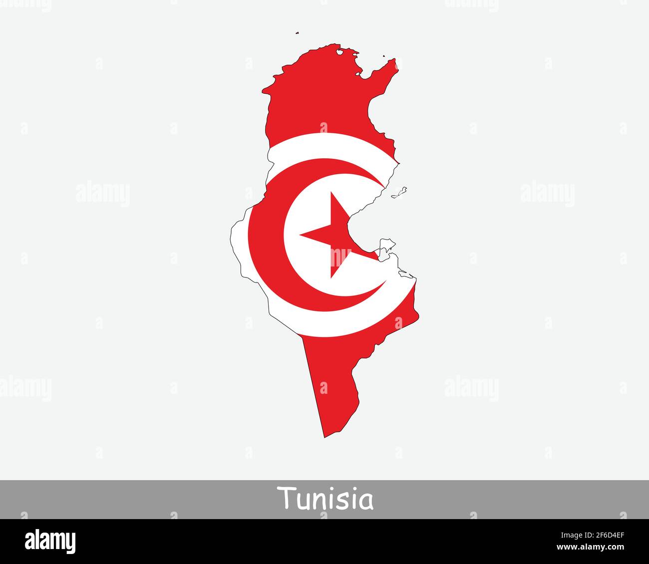 Mapa de la bandera de Túnez. Mapa de la República de Túnez con la bandera nacional tunecina aislada sobre fondo blanco. Ilustración vectorial. Ilustración del Vector