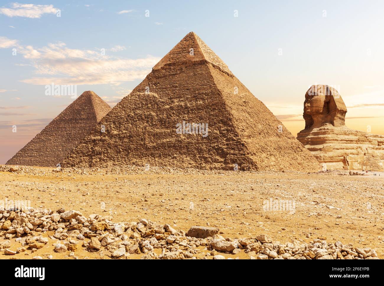 La Gran Esfinge y las Pirámides de Egipto, Giza Foto de stock