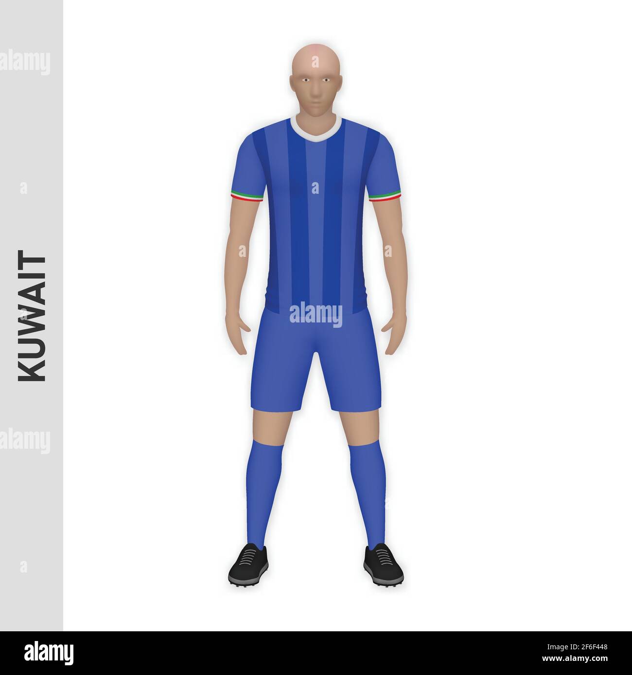 3D realista jugador de fútbol mascup. Diseño de plantilla de la equipación  de fútbol de Kuwait Imagen Vector de stock - Alamy