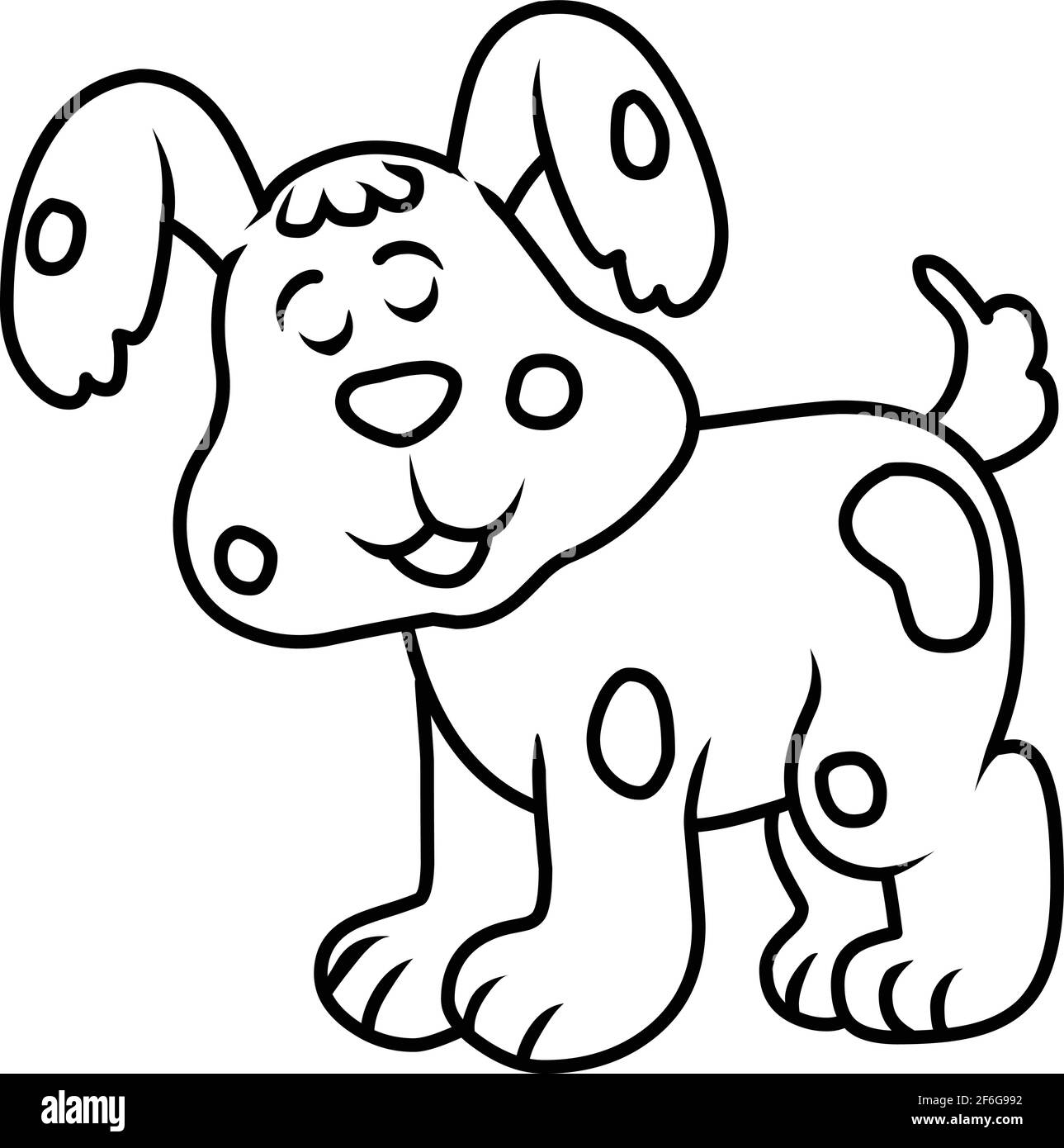 Dibujo de línea de dibujos animados de perro ilustración vectorial de página  de colorear Imagen Vector de stock - Alamy