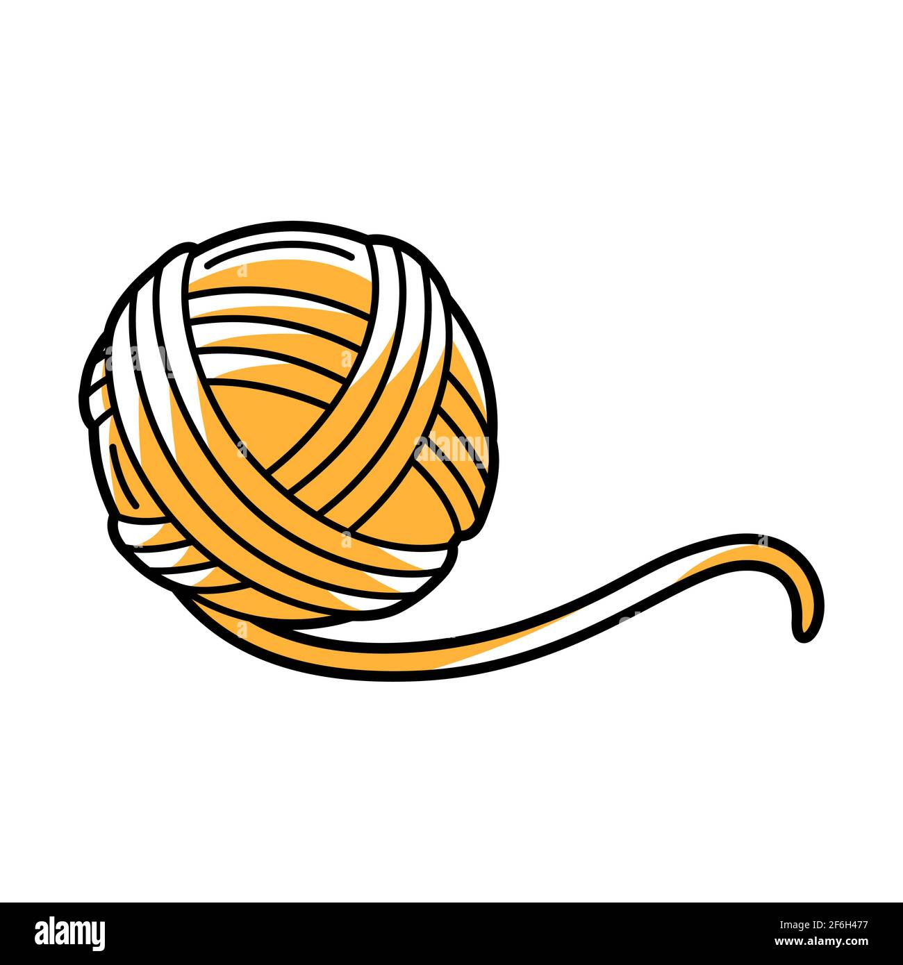 Ilustración de la bola amarilla de lana. Icono de dibujos animados Imagen  Vector de stock - Alamy