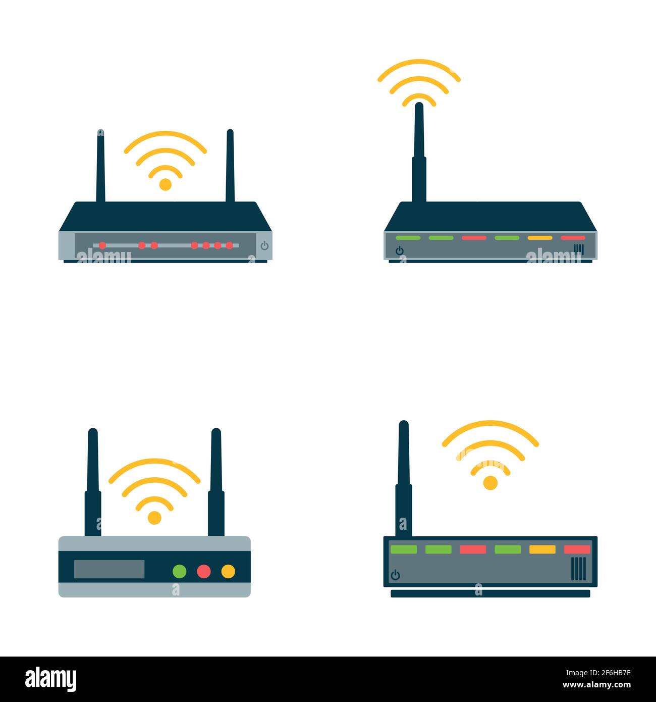 Icono plano del router. Enrutador vectorial. Router y símbolo de señal ...