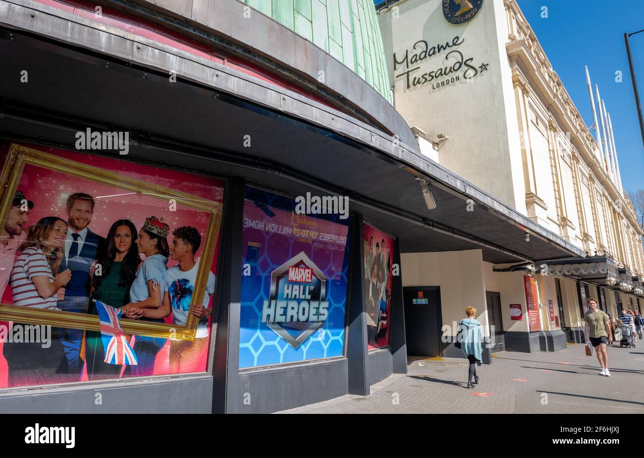 Vista exterior de Madame Tussauds en Marylebone, un museo de cera y una de las atracciones turísticas más populares de Londres. Foto de stock