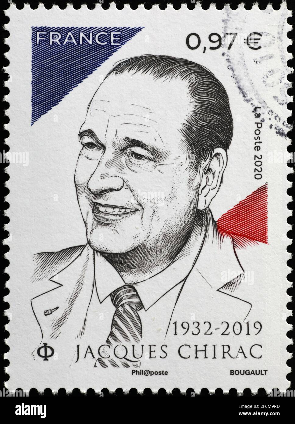 El Presidente Jacques Chirac con sello francés Foto de stock
