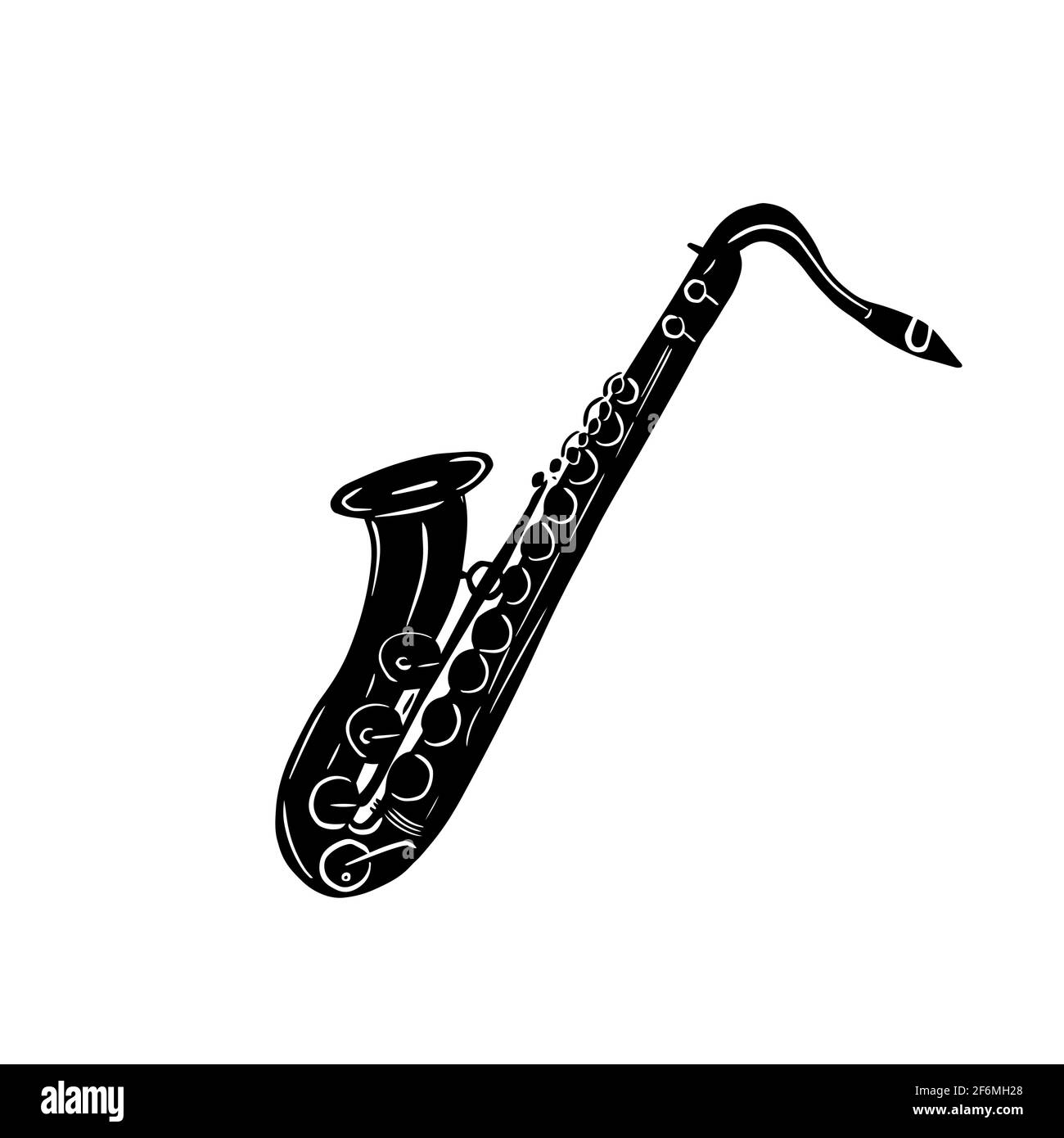 Saxofón. Negro sobre fondo blanco. Ilustración vectorial Imagen Vector de  stock - Alamy