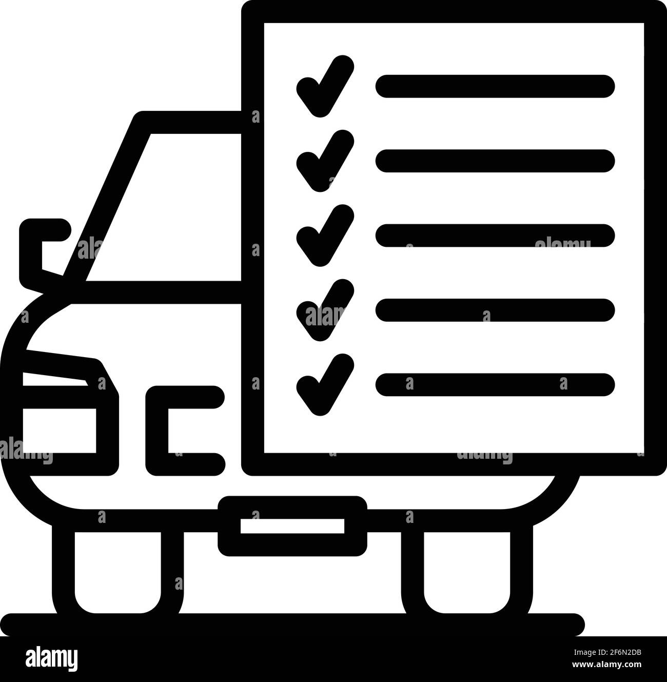 Icono de lista de comprobación de automóviles. Resumen Lista de verificación de coches icono vectorial para diseño web aislado sobre fondo blanco Ilustración del Vector