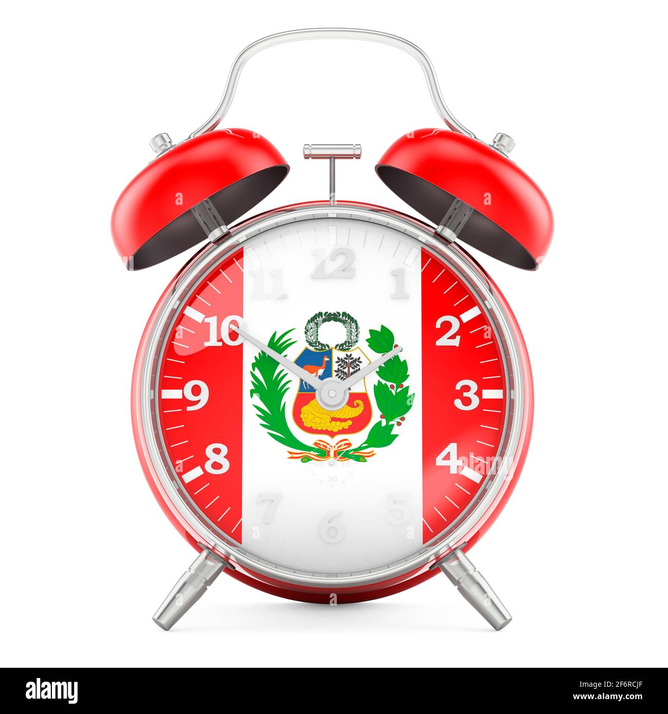 Reloj de alarma con bandera de Perú, 3D dejando aislado sobre fondo blanco  Fotografía de stock - Alamy