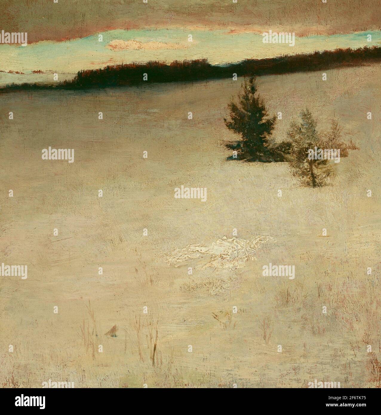 Autor: John La Farge. Snow Field, Morning, Roxbury - 1864 - John La Farge American, 1835 - 1910. Aceite en panel de caoba biselado. Foto de stock