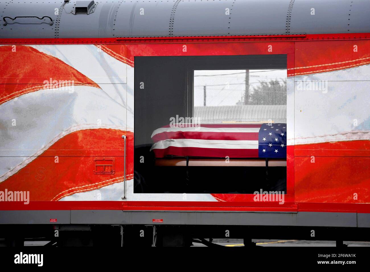 SPRING, Texas (Dic 6, 2018) El cuerpo del ex presidente George H. W. Bush está en reposo en la locomotora Bush 4141 en Union Pacific Westfield Foto de stock