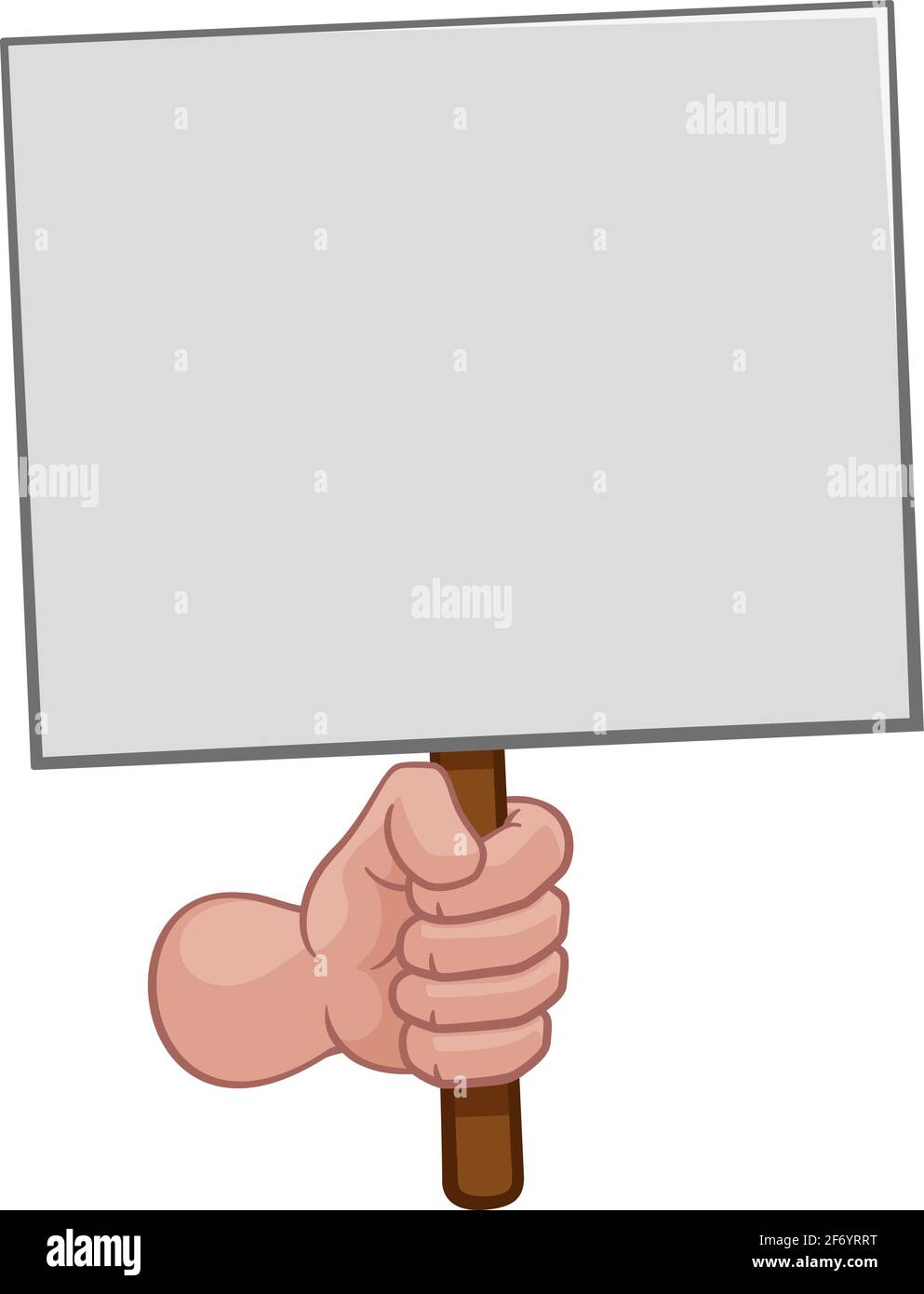 Puño de mano sosteniendo un cartel en blanco o el cartel Cartoon Ilustración del Vector