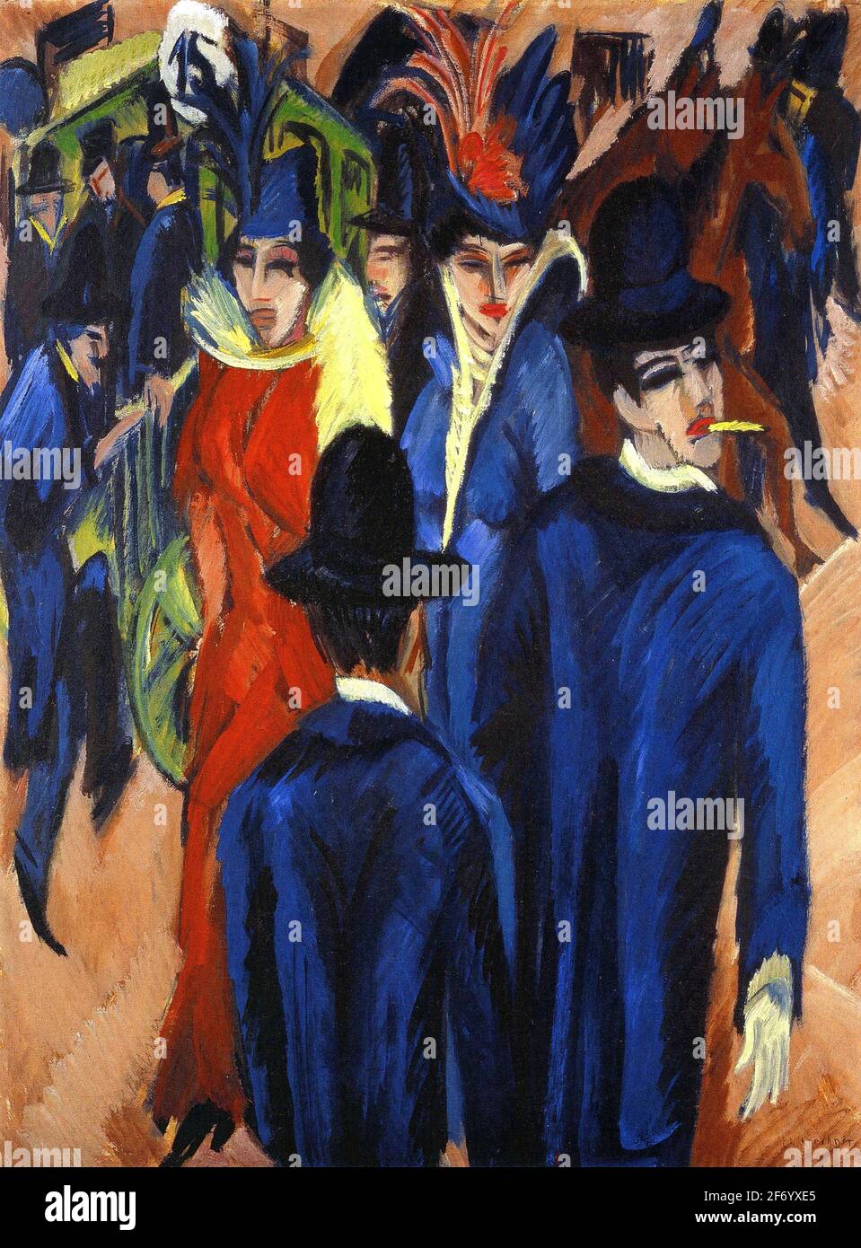 Escena de la calle de Berlín por Ernst Ludwig Kirchner (1880-1938), óleo sobre lienzo, 1913 Foto de stock
