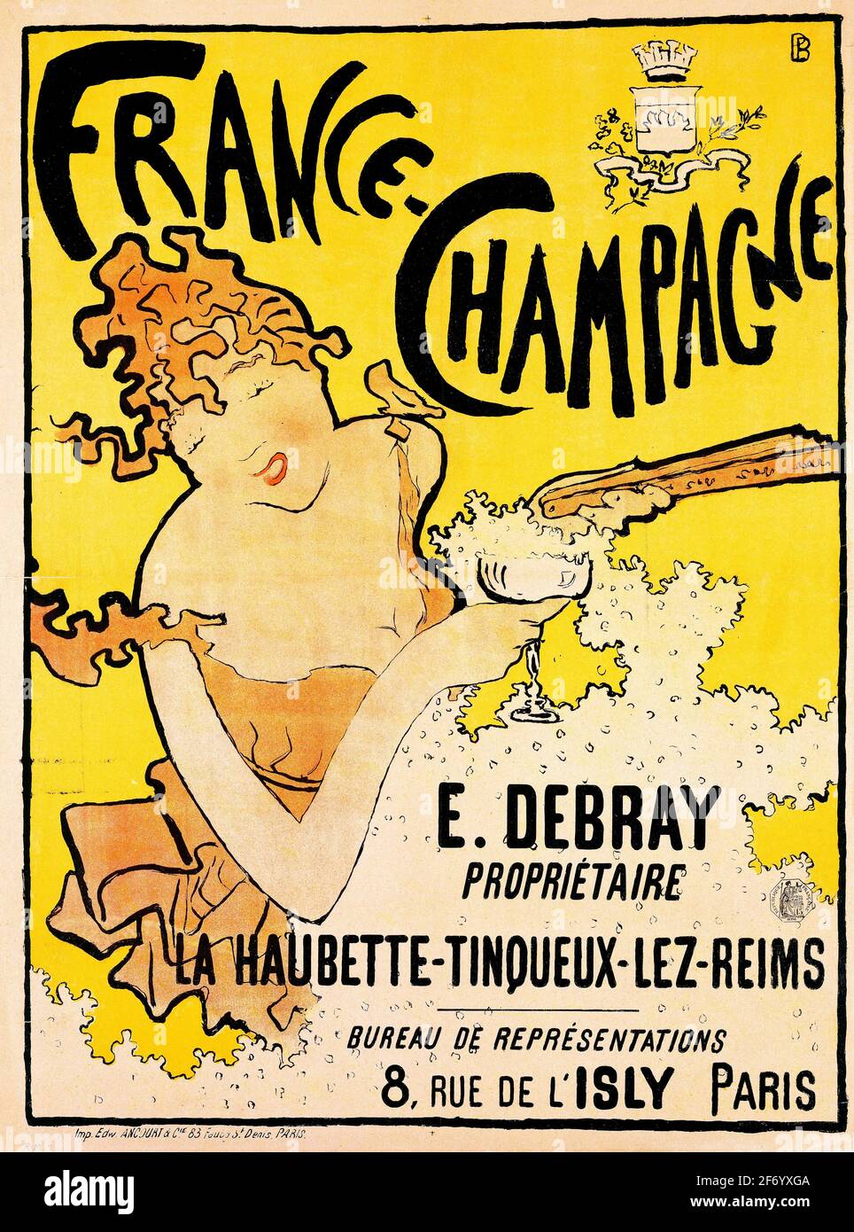 Francia Champagne, cartel de estilo Art Nouveau del artista francés Pierre Bonnard (1867-1947), litografía en color, c. 1889/91 Foto de stock