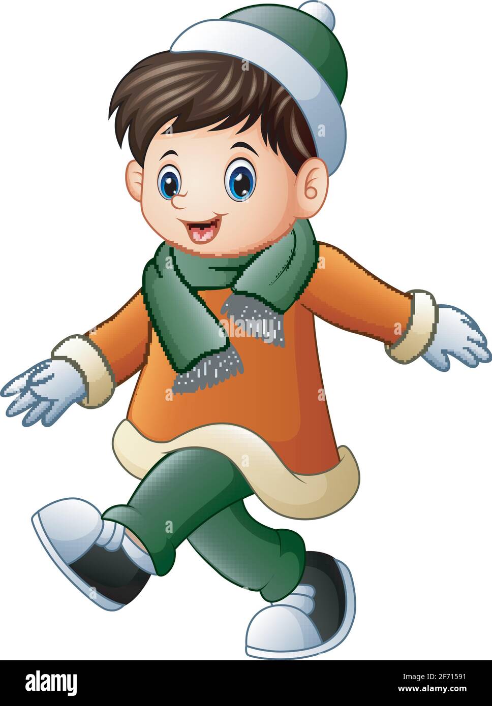 Niño de dibujos animados en ropa de invierno caminando Imagen Vector de  stock - Alamy