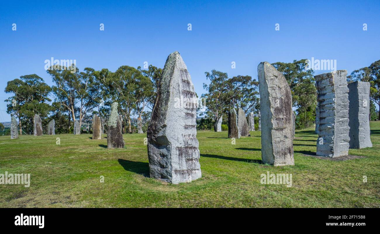 Los Stones Australianos, errectados en 1992 en Glen Innes, los monolitos rinden homenaje a la herencia celta de los primeros colonos europeos Foto de stock